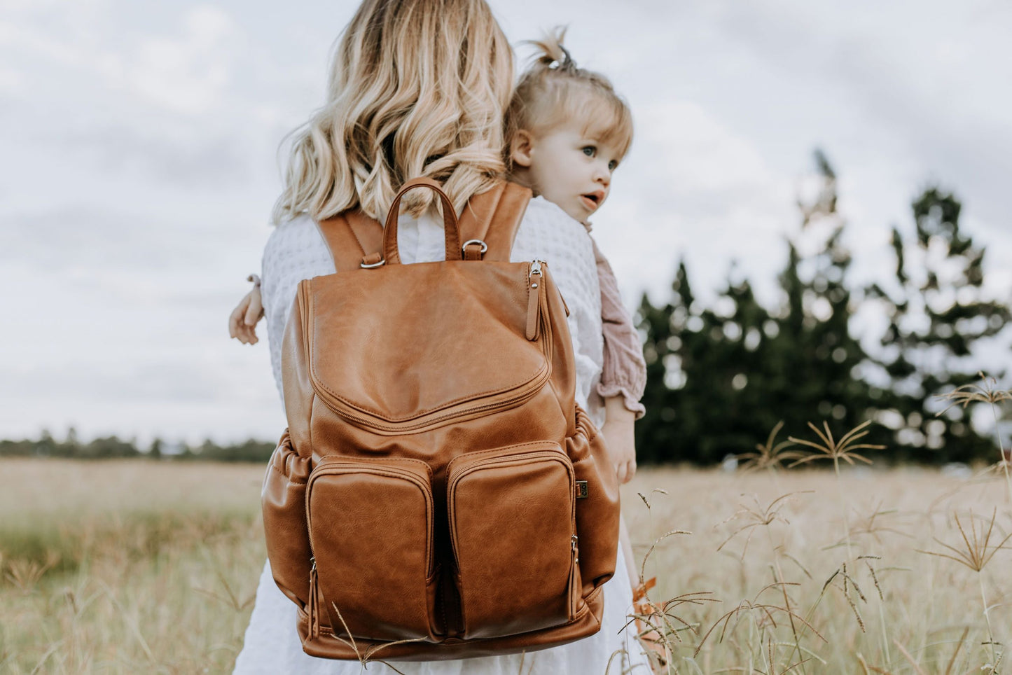 OiOi Faux Leather Nappy Backpack - Tan