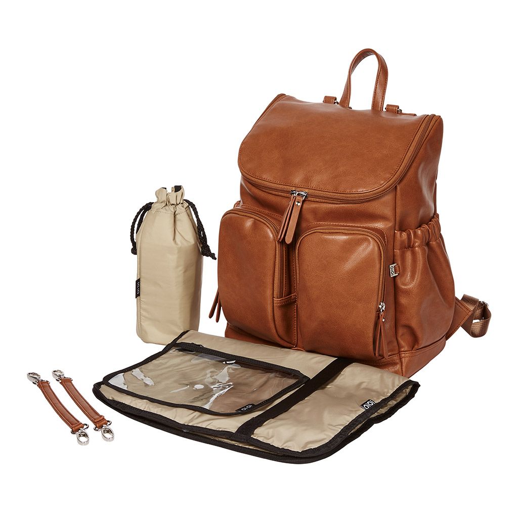 OiOi Faux Leather Nappy Backpack - Tan