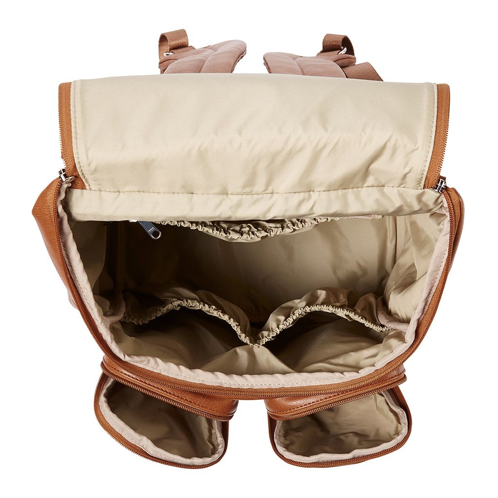 OiOi Faux Leather Nappy Backpack - Tan