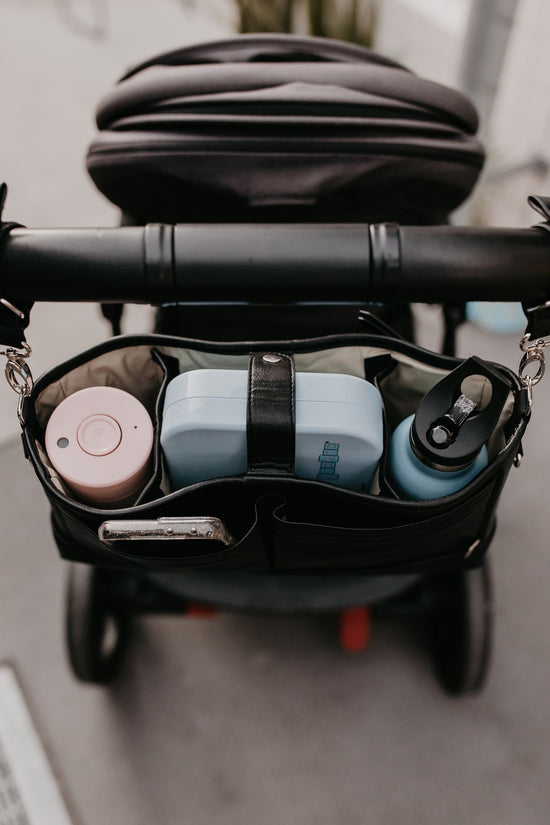 Oioi Signature Pram Caddy - Black Vegan Leather