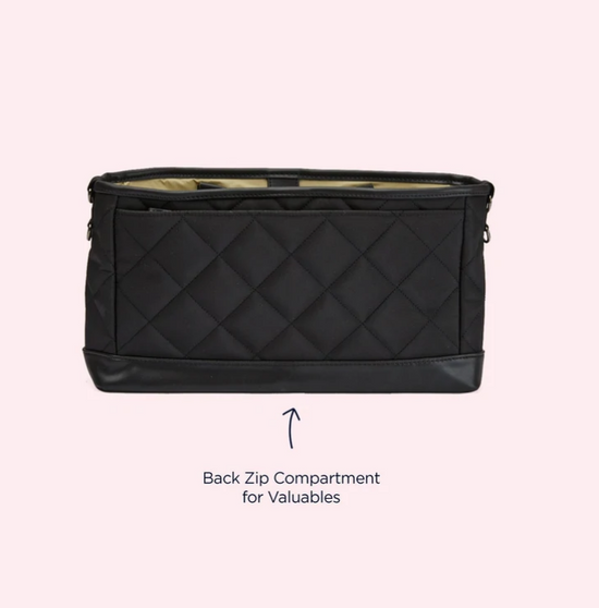 Oioi Faux Leather Stroller Organiser - Black Quilted