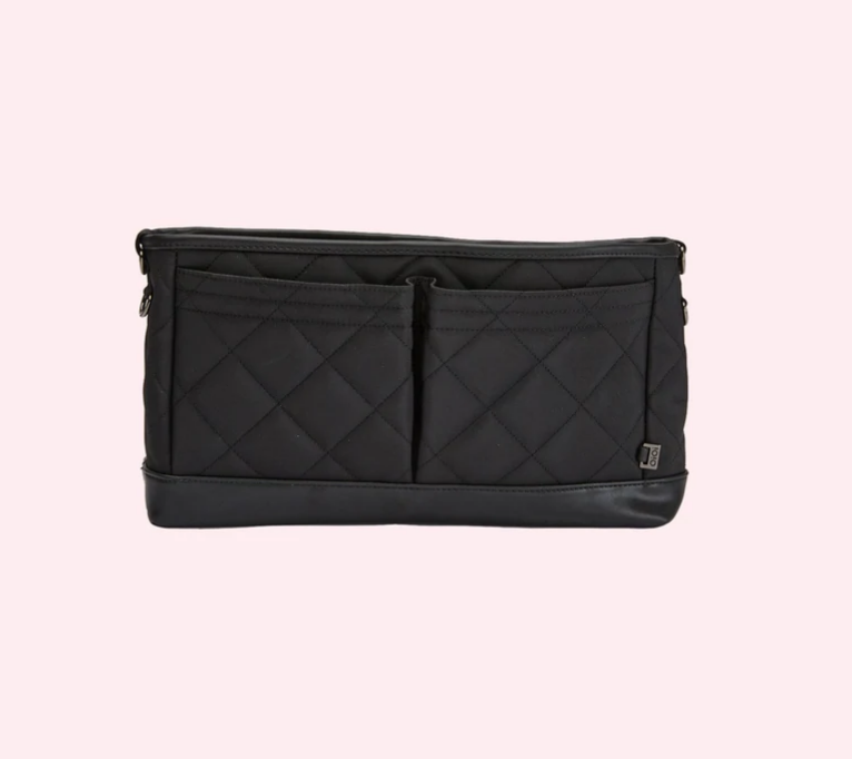 Oioi Faux Leather Stroller Organiser - Black Quilted