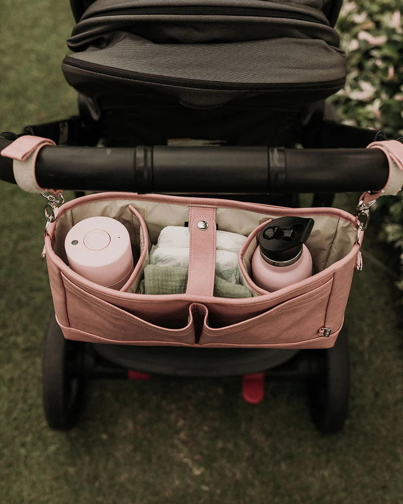 Oioi Faux Leather Stroller Organiser - Dusty Rose