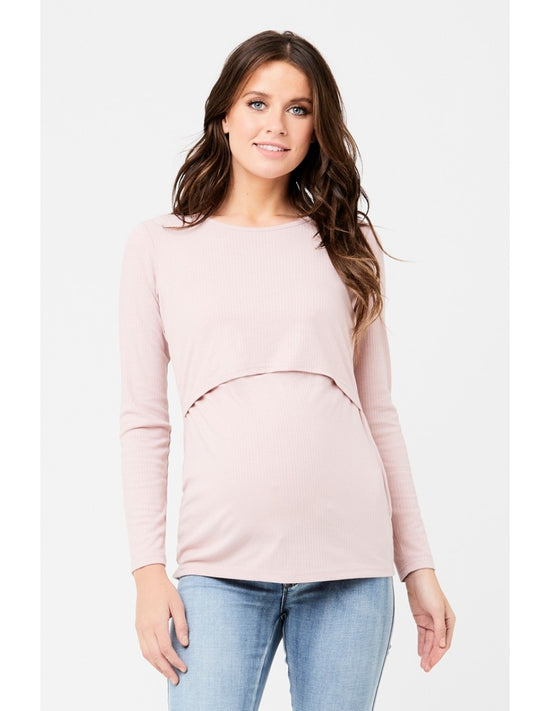 Ripe Tessa Rib Nursing Top - Dusty Pink