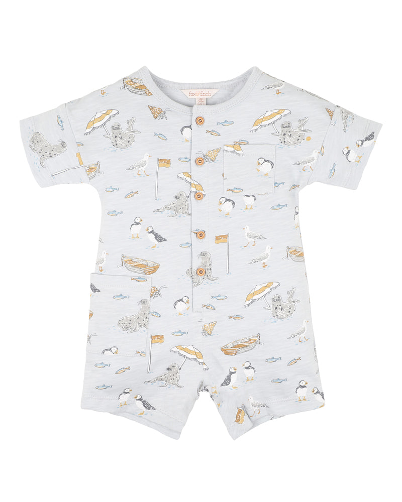 Fox & Finch Puffin Print SS Romper