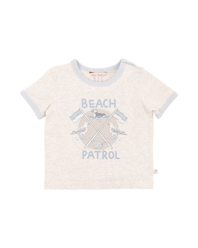 Fox & Finch Puffin Beach Patrol Tee - Ice Grey Marle