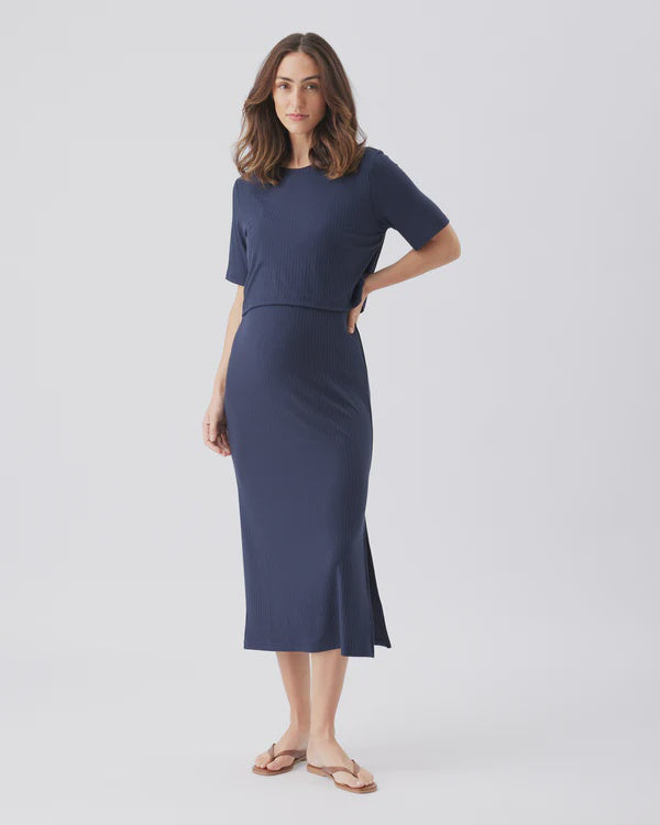 Ripe Ivy Rib Nursing Dress - Navy