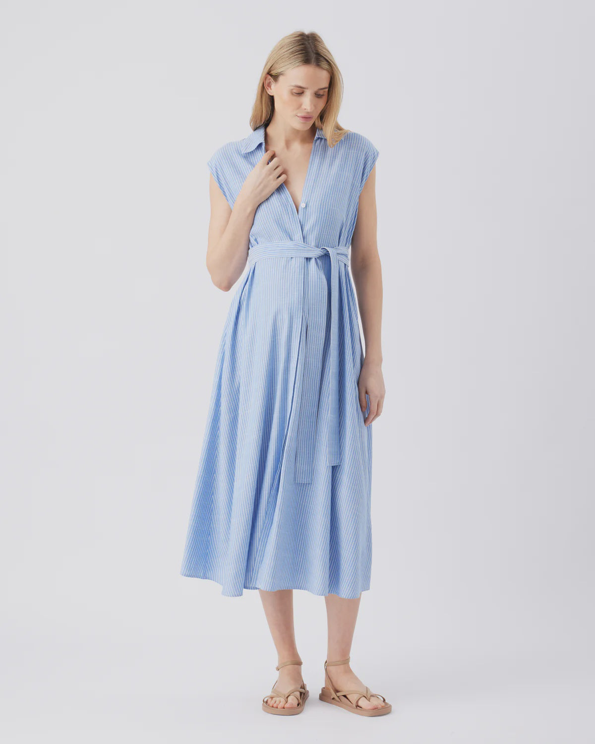 Ripe Abby Stripe Shirt Dress - Blue/White