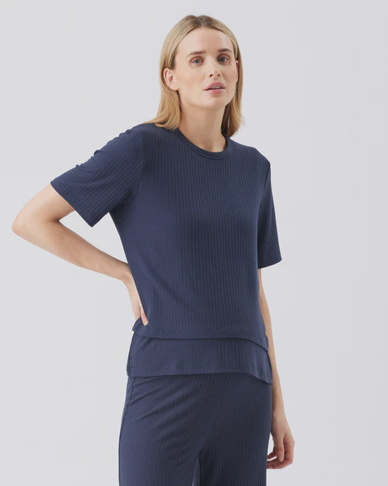 Ripe Mike Rib Nursing Top - Navy