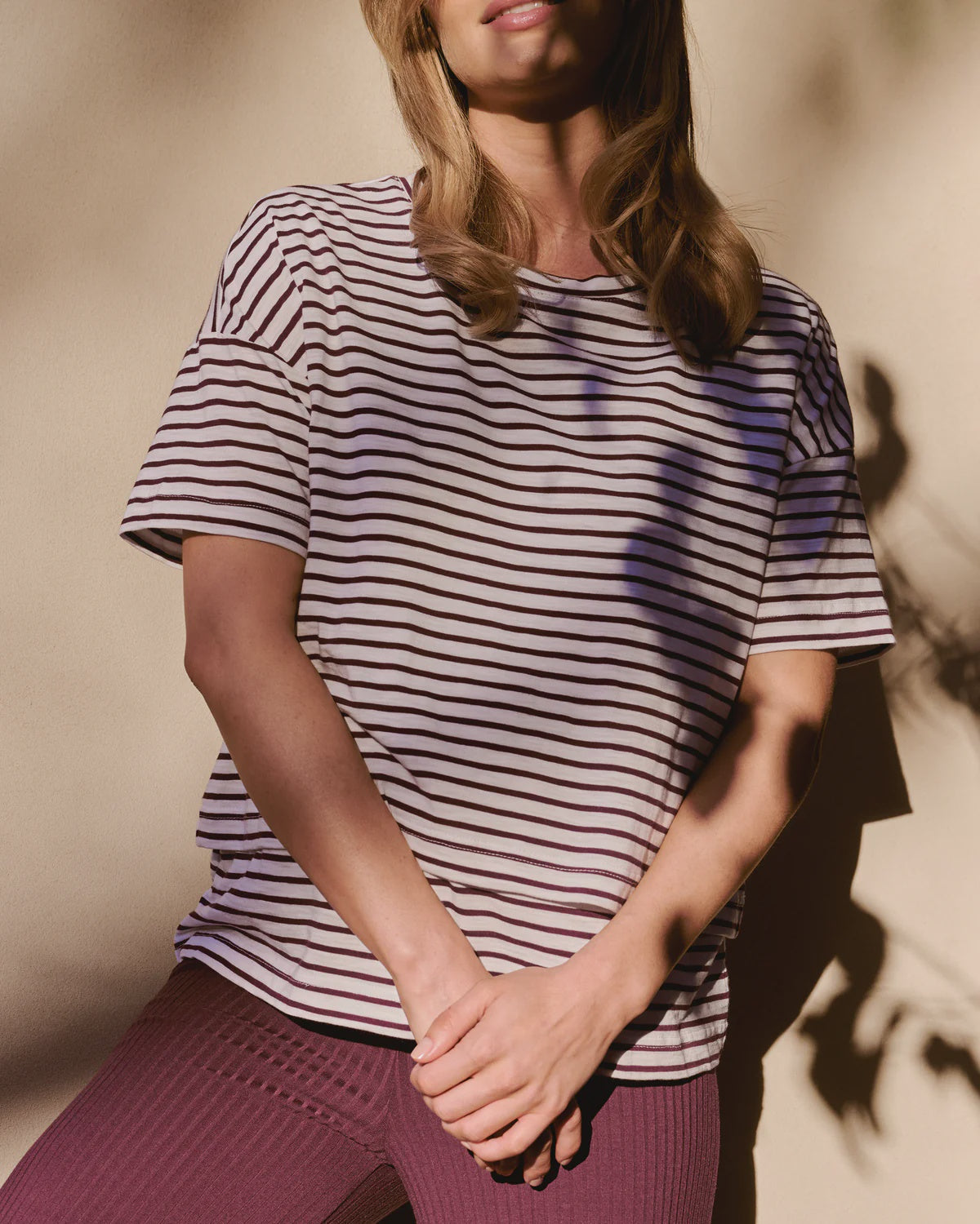 Ripe Claudette Nursing Tee - White/Maroon