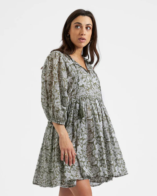 Ripe Cali Nursing Dress - Olive/White