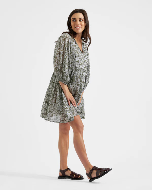 Ripe Cali Nursing Dress - Olive/White