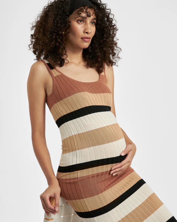 Ripe Sarah Stripe Knit Dress - Amber/Black