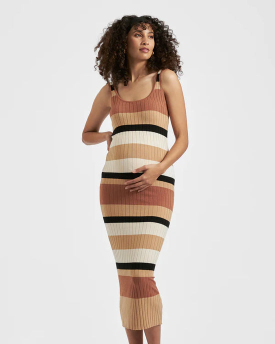 Ripe Sarah Stripe Knit Dress - Amber/Black