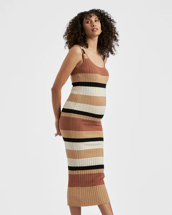 Ripe Sarah Stripe Knit Dress - Amber/Black