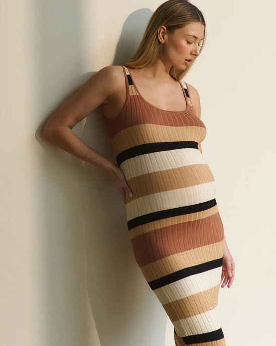 Ripe Sarah Stripe Knit Dress - Amber/Black