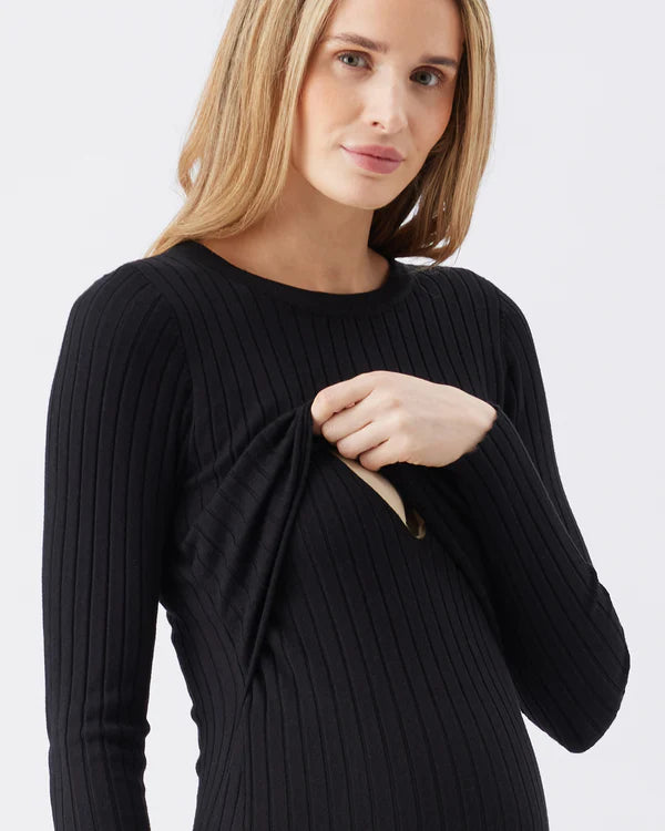 Ripe Eden Knit Nursing Dress Black