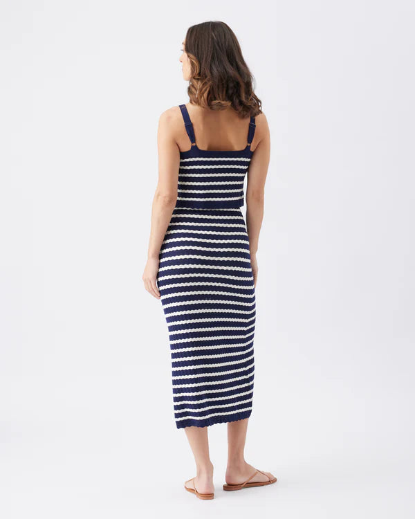 Ripe Pointelle Knit Nursing Dress - Navy/White
