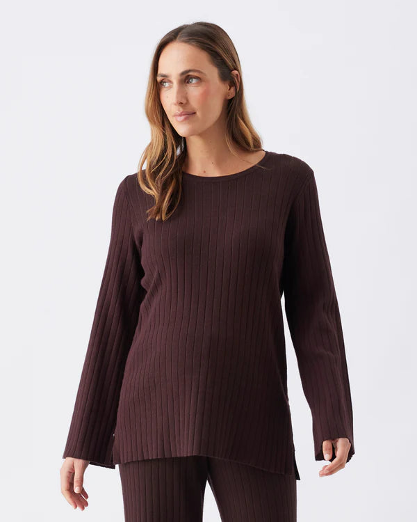 Ripe Dallas Rib Knit Nursing Top - Cocoa
