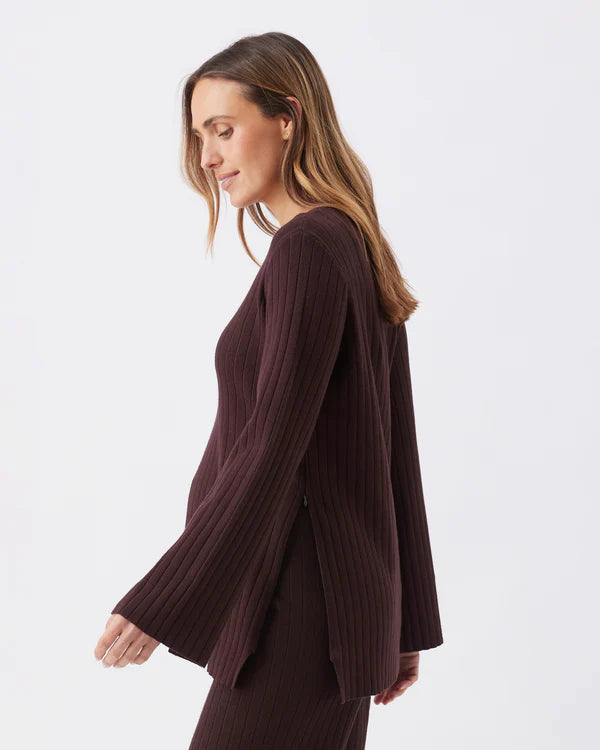 Ripe Dallas Rib Knit Nursing Top - Cocoa
