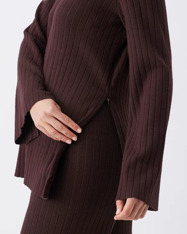 Ripe Dallas Rib Knit Nursing Top - Cocoa