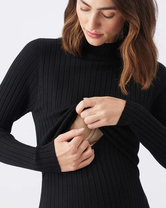 Ripe Nella Rib Nursing Knit Dress - Black