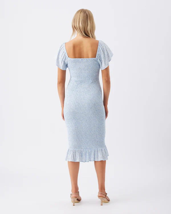 Ripe Selma Shirred Dress - Pale Blue
