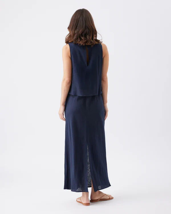 Ripe Lena Linen Nursing Dress - Navy