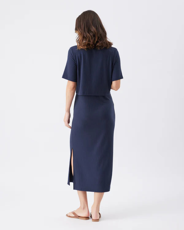 Ripe Ivy Rib Nursing Dress - Navy