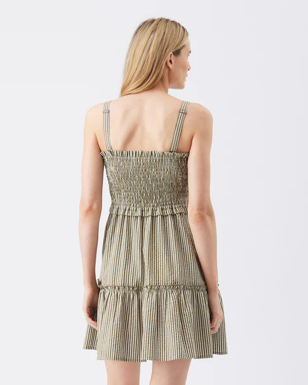 Ripe Gabby Tiered Dress -Khaki/White