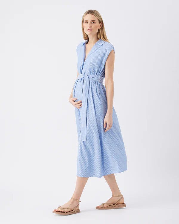 Ripe Abby Stripe Shirt Dress - Blue/White