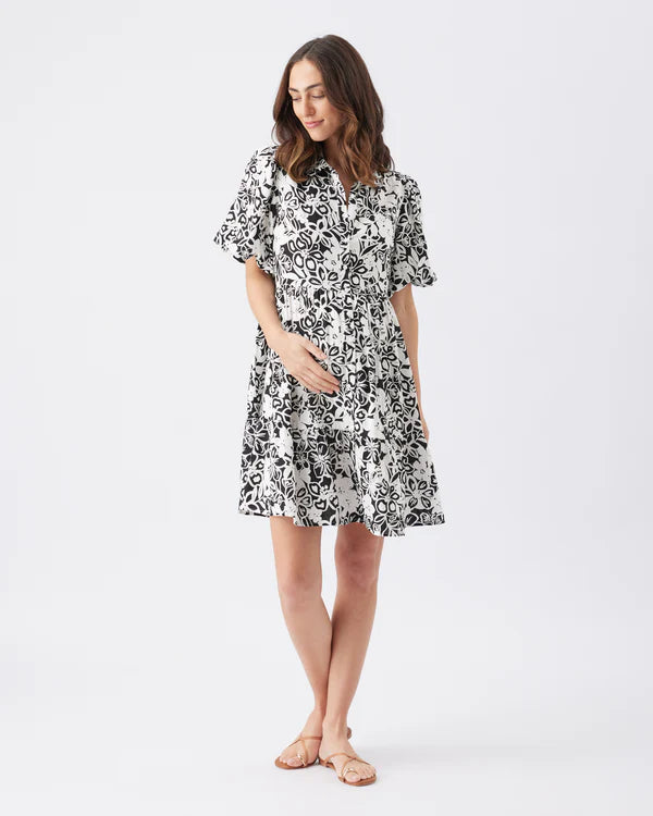 Ripe Nahla Linen Dress - Black/White