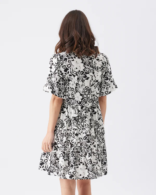 Ripe Nahla Linen Dress - Black/White