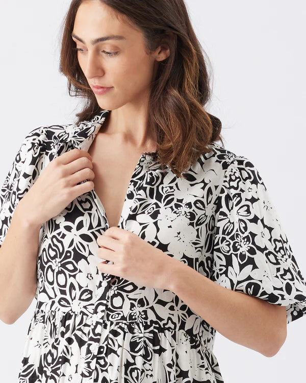 Ripe Nahla Linen Dress - Black/White