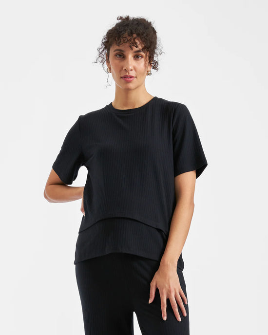 Ripe Mike Rib Nursing Top - Black