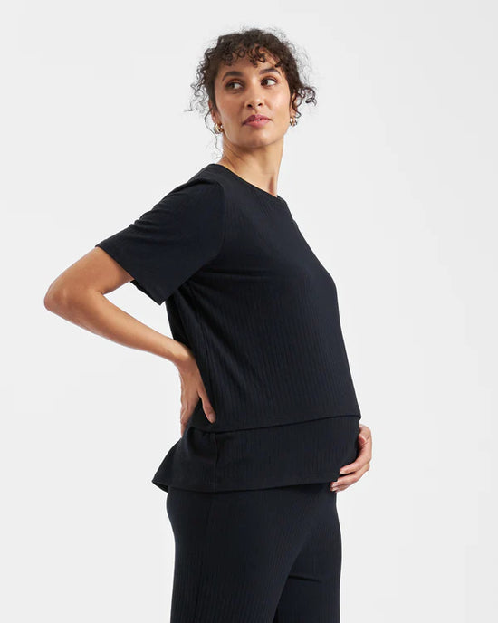 Ripe Mike Rib Nursing Top - Black