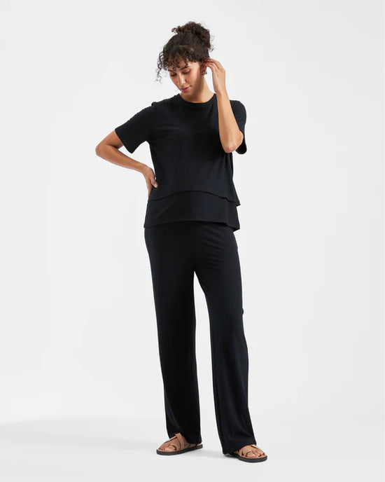 Ripe Mike Rib Nursing Top - Black