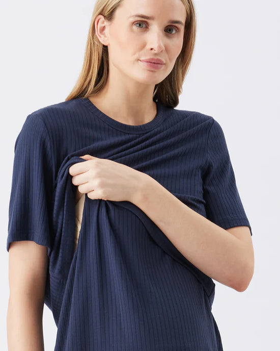 Ripe Mike Rib Nursing Top - Navy