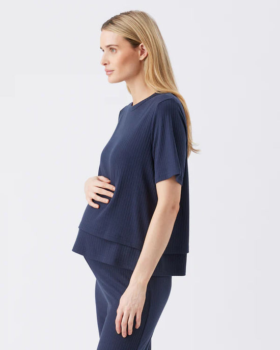 Ripe Mike Rib Nursing Top - Navy
