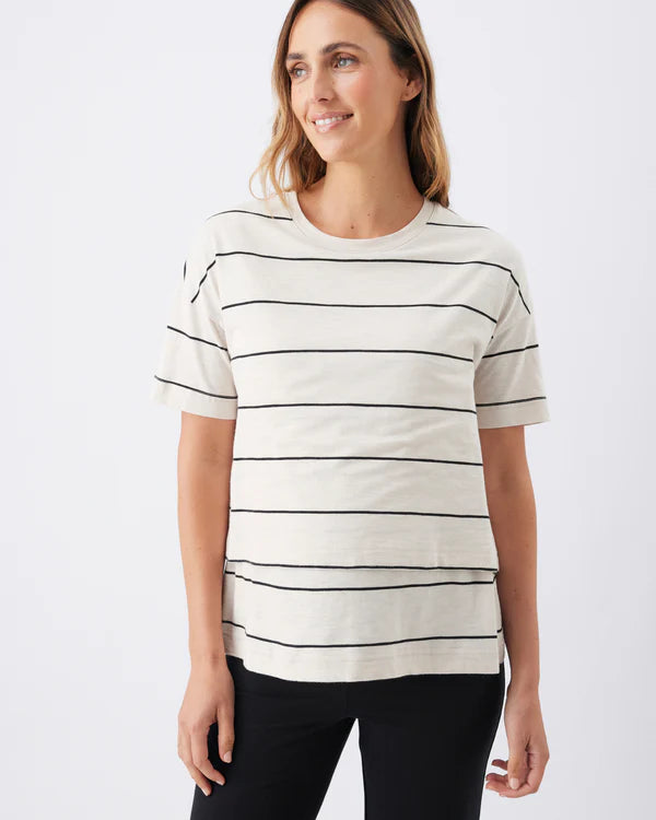 Ripe Claudette Nursing Tee - Ecru / Black
