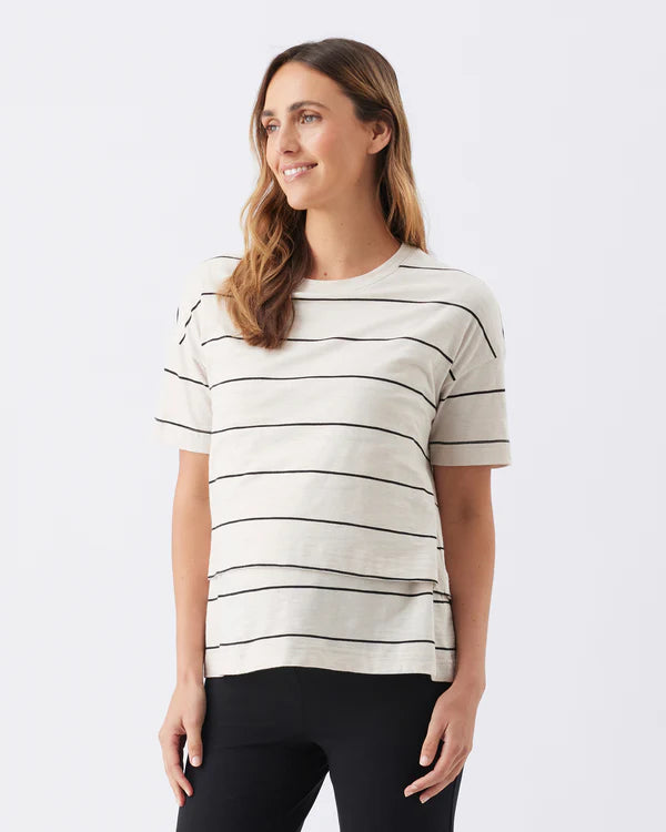 Ripe Claudette Nursing Tee - Ecru / Black