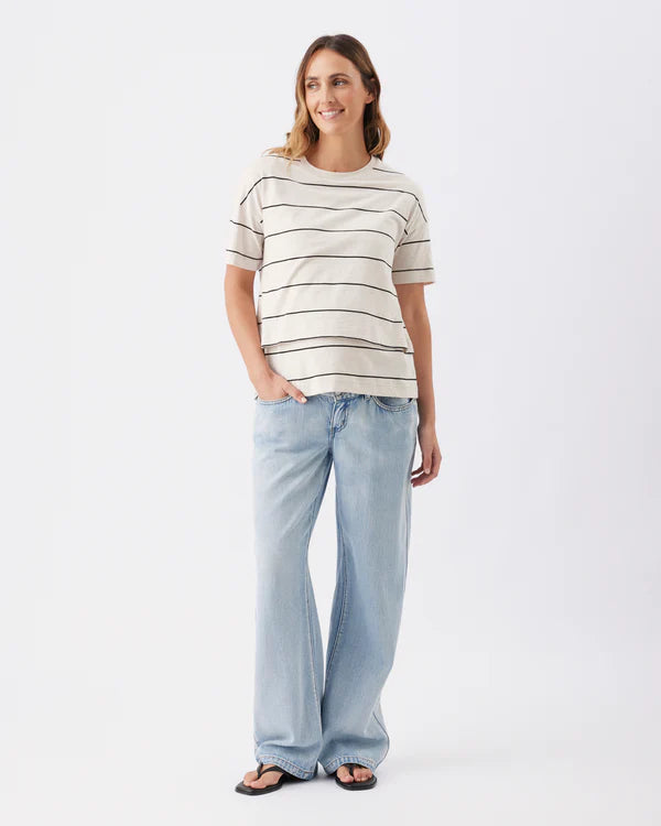Ripe Claudette Nursing Tee - Ecru / Black