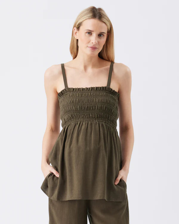 Ripe Ella Shirred Tunic - Khaki