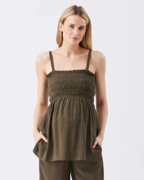Ripe Ella Shirred Tunic - Khaki