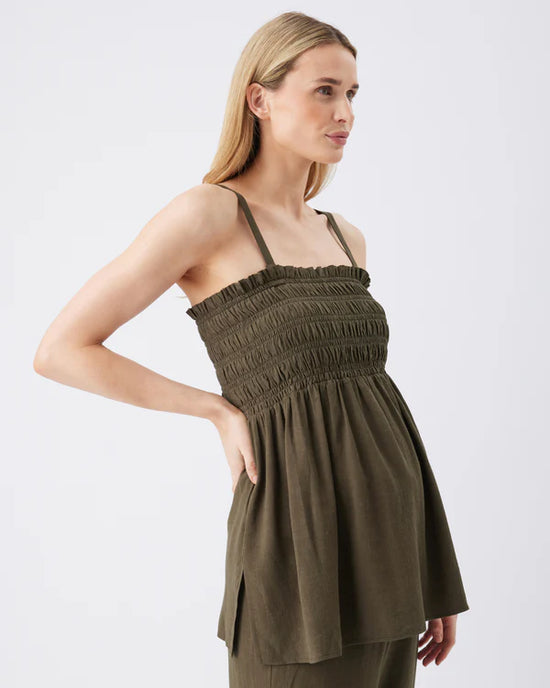 Ripe Ella Shirred Tunic - Khaki