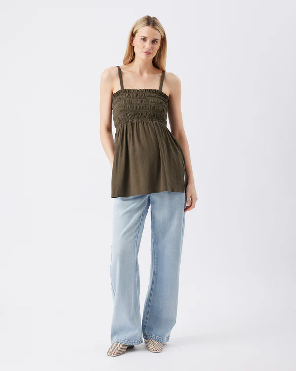 Ripe Ella Shirred Tunic - Khaki