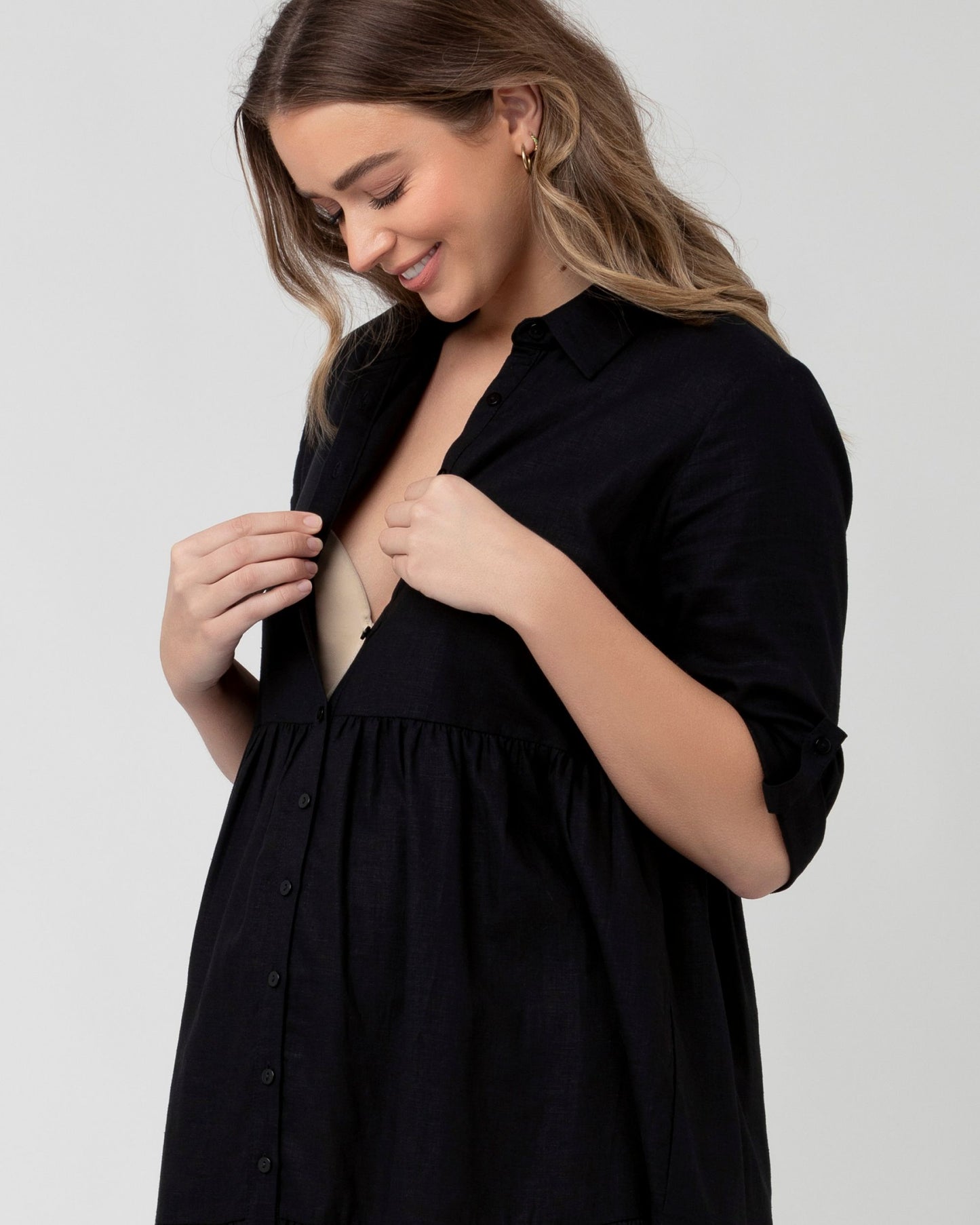 Ripe Adel Button Through Dress - Black