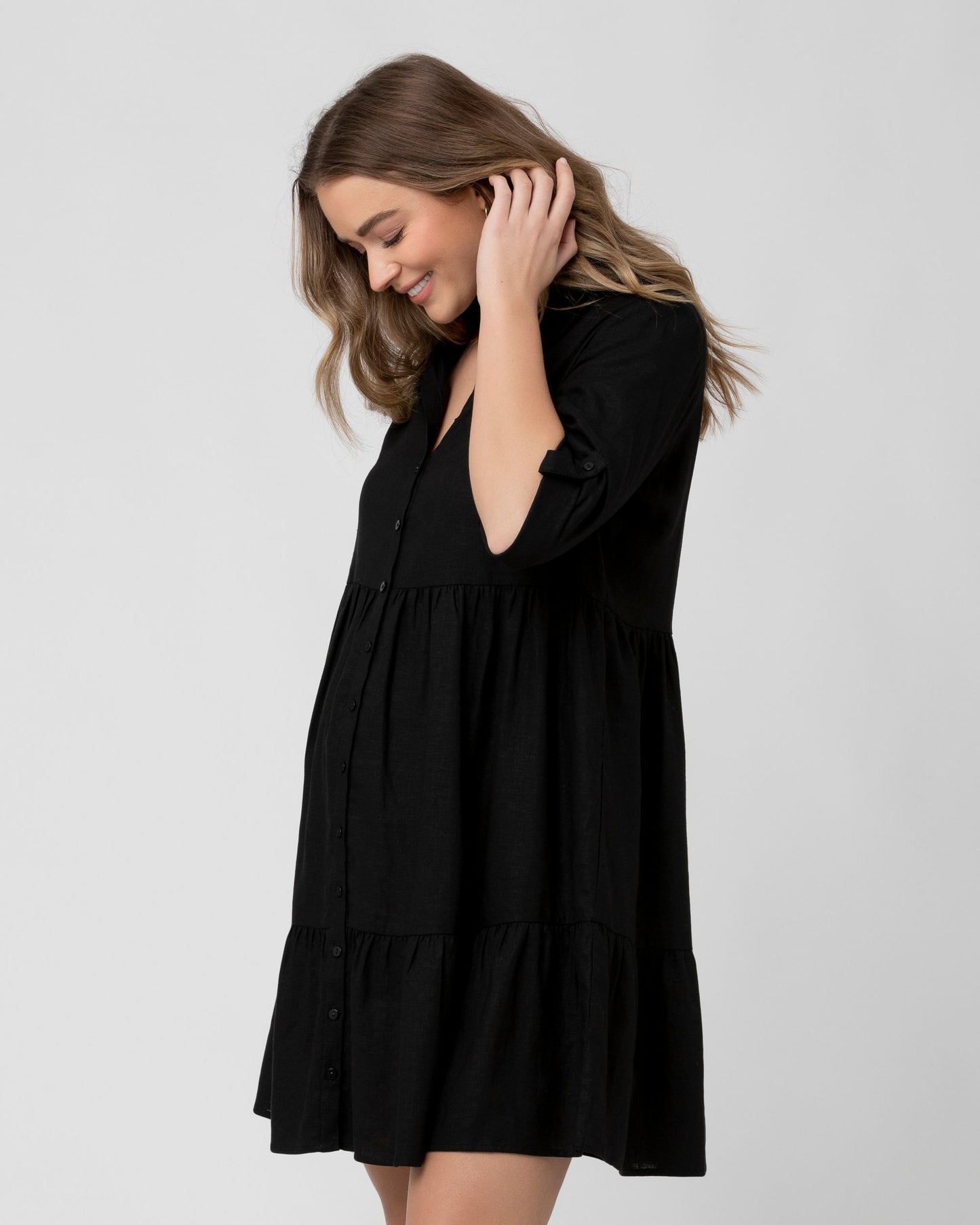 Ripe Adel Button Through Dress - Black