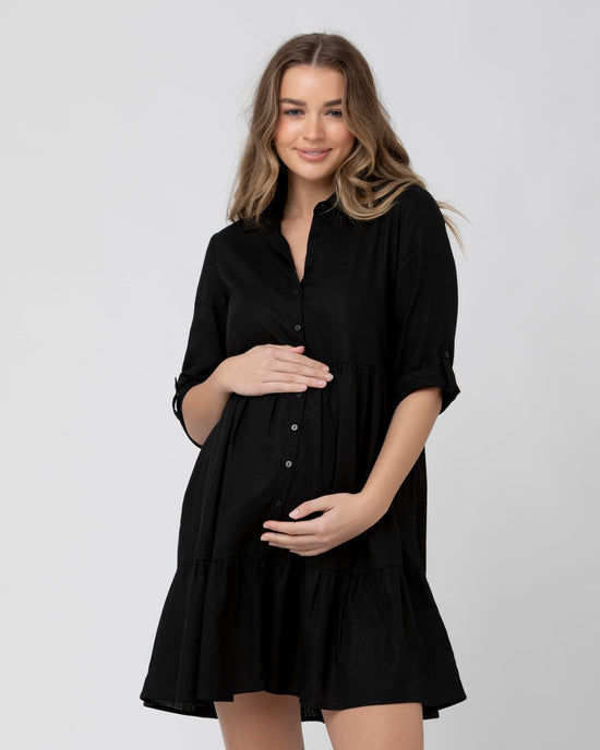 Ripe Adel Button Through Dress - Black