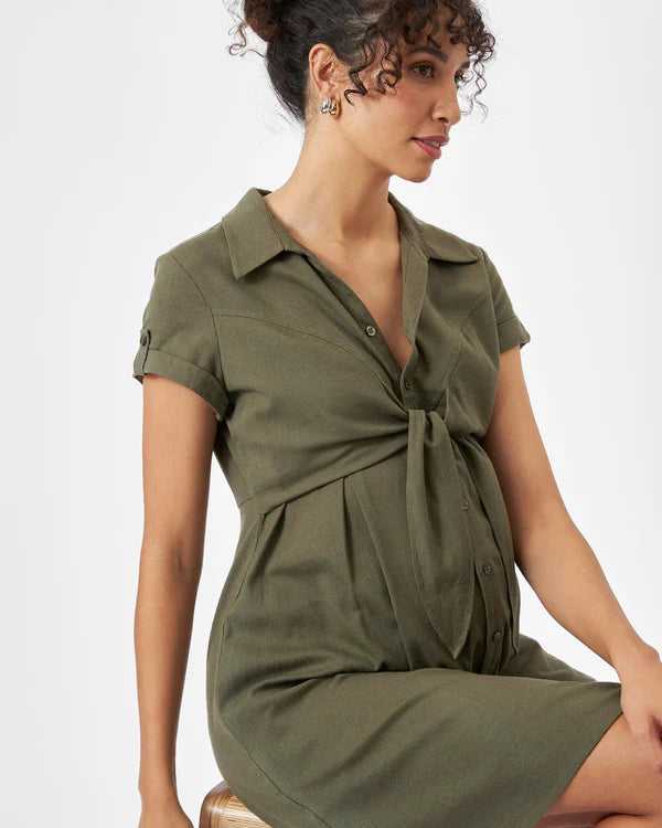 Ripe Colette Tie Up Dress - Olive